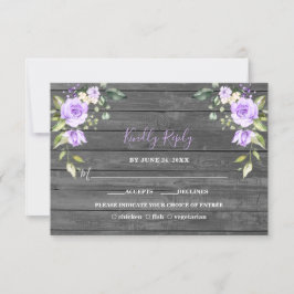 Tarjeta De Confirmación De Asistencia Boda de madera de granero de lavanda única