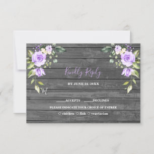 Tarjeta De Confirmación De Asistencia Boda de madera de granero de lavanda única