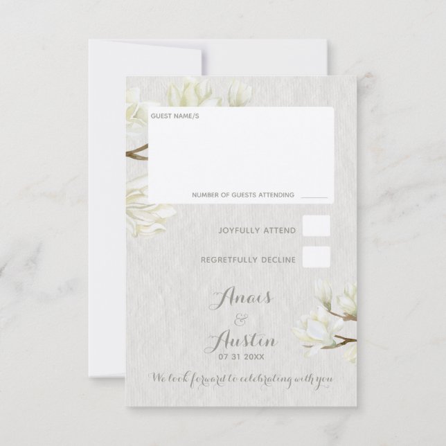 Tarjeta De Confirmación De Asistencia Boda de Magnolia Afternoon (Reverso)