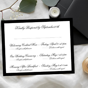 Tarjeta De Confirmación De Asistencia Boda de marco clásico clásico de color negro de mú