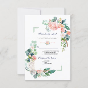 Tarjeta De Confirmación De Asistencia Boda de marco de flores rojas blancas