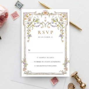 Tarjeta De Confirmación De Asistencia Boda de marco floral de Gracia Ornate Victoriana R