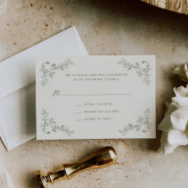Tarjeta De Confirmación De Asistencia Boda de Marco Floral Rústico Vintage Salvia
