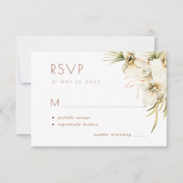 Tarjeta De Confirmación De Asistencia Boda de marfil crema floral y elegante
