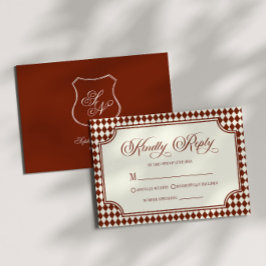 Tarjeta De Confirmación De Asistencia Boda de Marfil Vintage de Vino de Lujo Antiguo