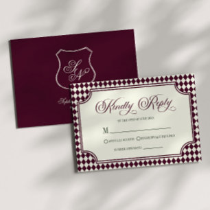 Tarjeta De Confirmación De Asistencia Boda de marfil vintage de vino de lujo antiguo