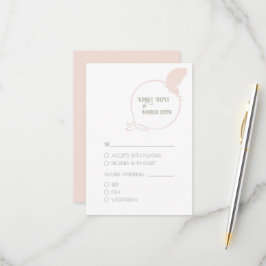 Tarjeta De Confirmación De Asistencia Boda de mariposa de estilo Art Nouveau rosa Rubor