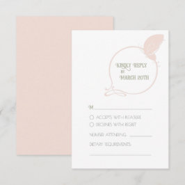 Tarjeta De Confirmación De Asistencia Boda de mariposa rosa Rubor de estilo Art Nouveau