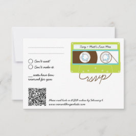 Tarjeta De Confirmación De Asistencia Boda de mixtape Indie Retro Blue & Lime