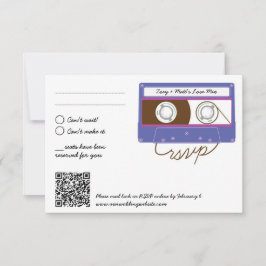 Tarjeta De Confirmación De Asistencia Boda de mixtape Indie Retro Purple & Indigo