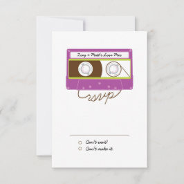 Tarjeta De Confirmación De Asistencia Boda de mixtape Indie Retro (Purple/Lime)