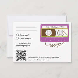 Tarjeta De Confirmación De Asistencia Boda de mixtape Indie Retro Purple & Lime