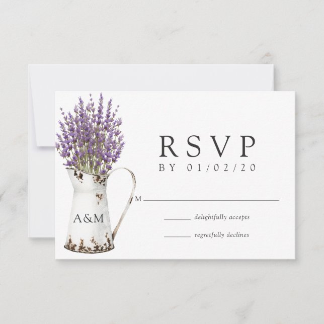 Tarjeta De Confirmación De Asistencia Boda de Moda de cabaña de lavanda (Anverso)
