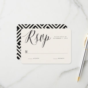 Tarjeta De Confirmación De Asistencia Boda de Moda de guión de caligrafía de clave grieg