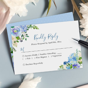 Tarjeta De Confirmación De Asistencia Boda de Moda floral de Blue Hydrangeas