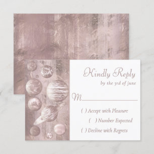 Tarjeta De Confirmación De Asistencia Boda de Moda geek Rosa de cobre Brillante de oro