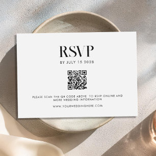 Tarjeta De Confirmación De Asistencia Boda de Moda moderna Minimalista en blanco y negro