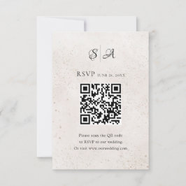 Tarjeta De Confirmación De Asistencia Boda de Monograma de Código QR Simple