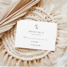 Boda de Monograma Elegante Blanco y Negro