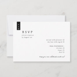 Tarjeta De Confirmación De Asistencia Boda de Monograma Minimalista con guión sencillo e