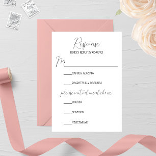 Tarjeta De Confirmación De Asistencia Boda de monograma rosa rosado minimalista