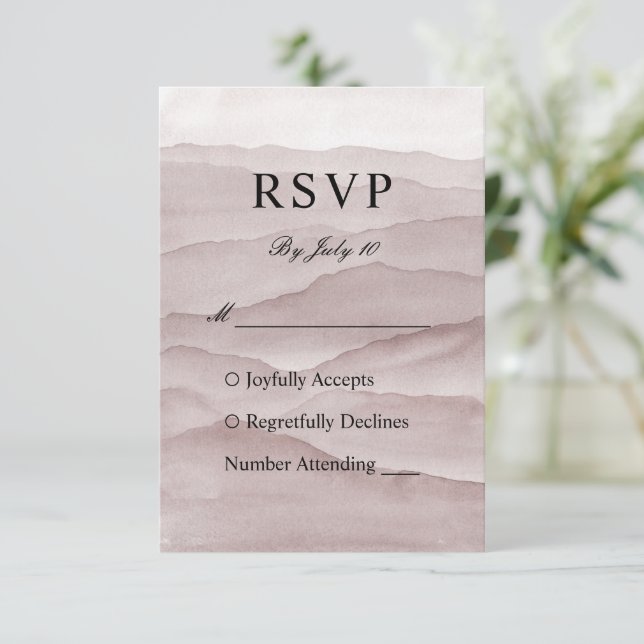 Tarjeta De Confirmación De Asistencia Boda de montañas rosas polvorientas abstractas (Anverso de pie)
