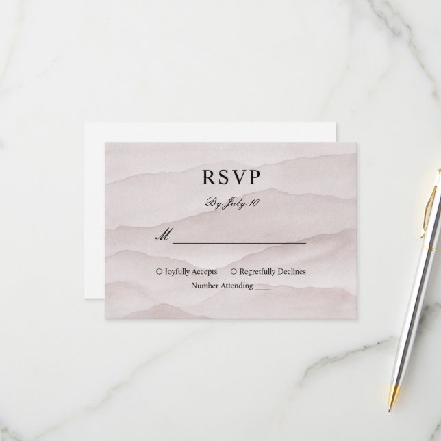 Tarjeta De Confirmación De Asistencia Boda de montañas rosas polvorientas abstractas (Anverso/Reverso In Situ)