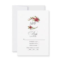 Boda de Navidad con Poinsettia y Acebo en Acuarela
