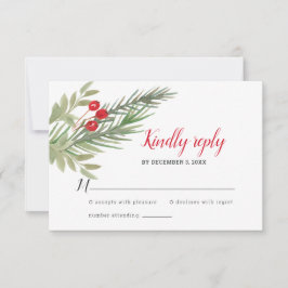 Tarjeta De Confirmación De Asistencia Boda de Navidad con Vegetación Festiva