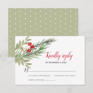 Tarjeta De Confirmación De Asistencia Boda de Navidad con Vegetación Festiva