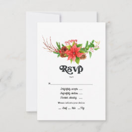 Tarjeta De Confirmación De Asistencia Boda de Navidad Retro Poinsettia Fiesta