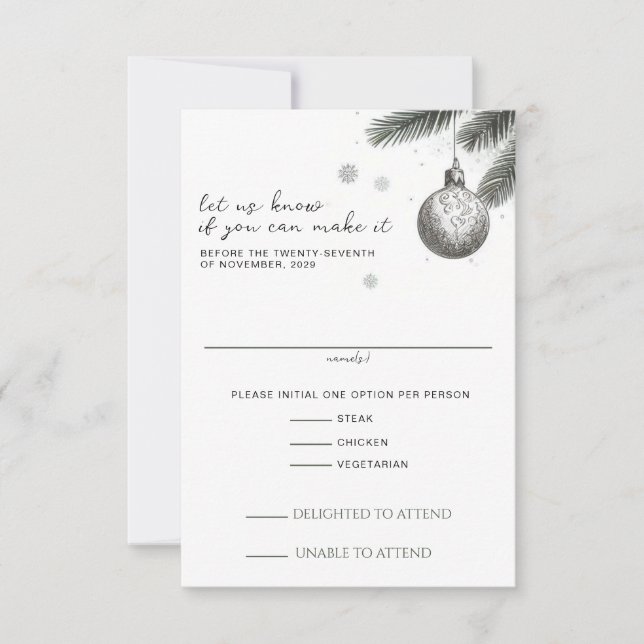 Tarjeta De Confirmación De Asistencia Boda de navidades (Anverso)