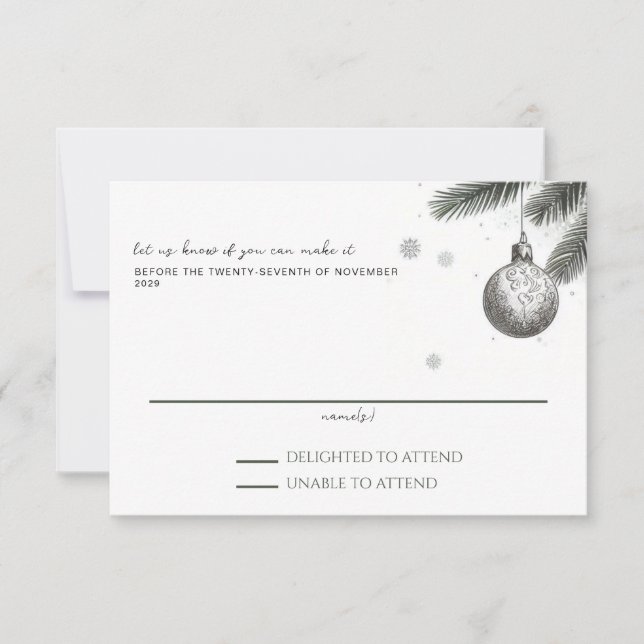 Tarjeta De Confirmación De Asistencia Boda de navidades (Anverso)