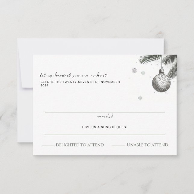 Tarjeta De Confirmación De Asistencia Boda de navidades (Anverso)