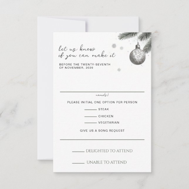 Tarjeta De Confirmación De Asistencia Boda de navidades (Anverso)