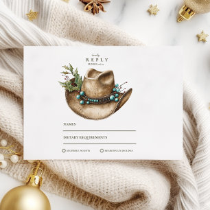 Tarjeta De Confirmación De Asistencia Boda de Navidades de Cowboy occidentales