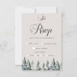 Tarjeta De Confirmación De Asistencia Boda de Navidades de nieve en invierno
