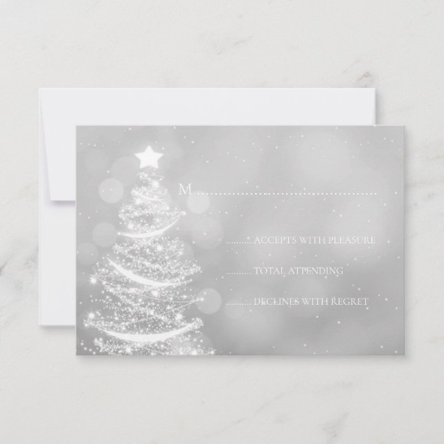 Tarjeta De Confirmación De Asistencia Boda de Navidades de Silver Winter Wonderland (Anverso)