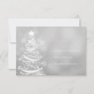 Tarjeta De Confirmación De Asistencia Boda de Navidades de Silver Winter Wonderland