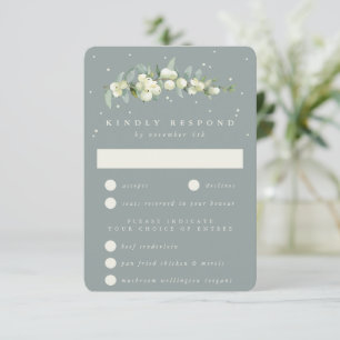 Tarjeta De Confirmación De Asistencia Boda de nieve verde de mar + eucalipto