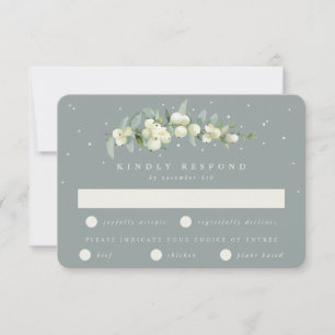 Tarjeta De Confirmación De Asistencia Boda de nieve verde de mar + eucalipto