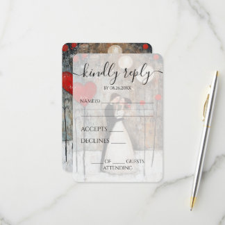 Tarjeta De Confirmación De Asistencia Boda de novia y novio caprichosa personalizada