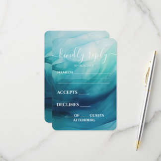 Tarjeta De Confirmación De Asistencia Boda de olas de acuarela azul teal personalizadas