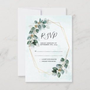 Tarjeta De Confirmación De Asistencia Boda de oliga de color de agua geométrica Eucalypt