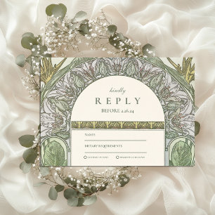 Tarjeta De Confirmación De Asistencia Boda de Olive Art Nouveau