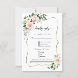 Tarjeta De Confirmación De Asistencia Boda de oro de las flores de marfil de color de ag