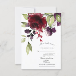 Tarjeta De Confirmación De Asistencia Boda de oro de las flores de Rubor en Borgoña