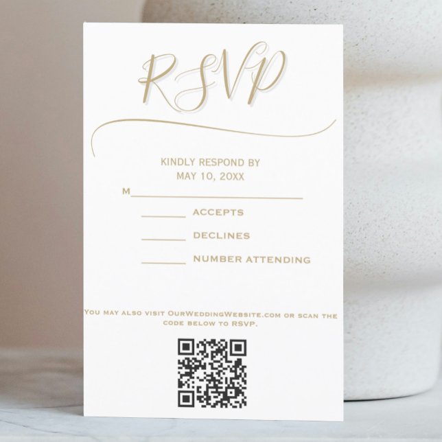 Tarjeta De Confirmación De Asistencia Boda de oro elegante (Subido por el creador)