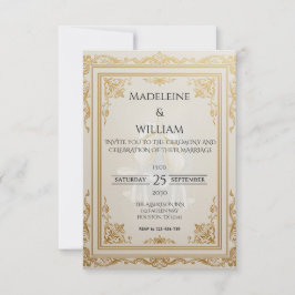 Tarjeta De Confirmación De Asistencia Boda de oro elegante de lujo