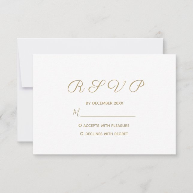 Tarjeta De Confirmación De Asistencia Boda de Oro Simple (Anverso)